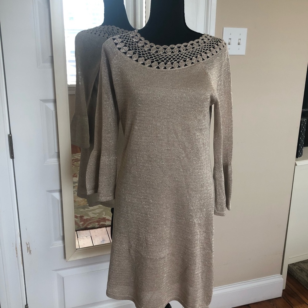 Lilly Pulitzer gold metallic sweater dress